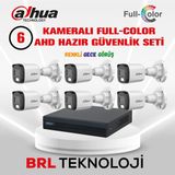 Dahua 6 Kameralı 30 Metre Renkli Gece Görüşlü Full HD Güvenlik Kamera Seti