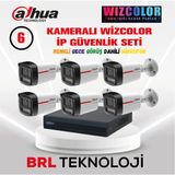 Dahua 6 Kameralı 4 Mp Wiz Color Dahili Mikrofonlu İp Güvenlik Kamera Seti