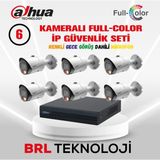 Dahua 6 Kameralı Full Color Ip Güvenlik Kamera Seti - Beyaz