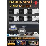 Dahua 6 Kameralı Sesli Ahd Güvenlik Kamera Seti - 1080P Full Hd Dvr Kayıt Cihazı - 320 GB HDD Dahil - Renk