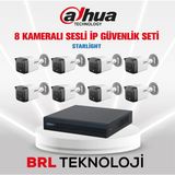Dahua 8 Kameralı 2 Mp Sesli Ip Güvenlik Kamera Seti IPC-HFW1230TC1-SA - Beyaz