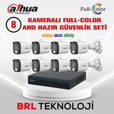 Dahua 8 Kameralı 30 Metre Renkli Gece Görüşlü Full HD Güvenlik Kamera Seti