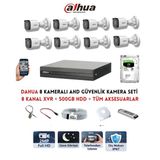 Dahua 8 Kameralı Güvenlik Kamera Seti 2Mp Full Hd Dvr Kamera Sistemi 500Gb Hdd Dahil