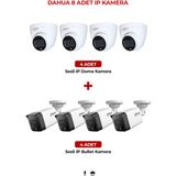 Dahua 8’li IP Güvenlik Kamera Sistemi Mikrofonlu Full HD Gece Görüşlü Profesyonel Kamera Paketi IPC-HFW1230TC-SA - Beyaz