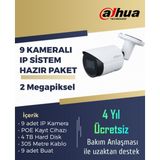 Dahua Ip Kamera Paket Set Sistem - 9 Adet 2 Megapiksel Ip Kameralı Paket Sistem ve 4 Tb HDD