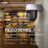Dahua PICOO P3I 3MP Wi-Fi Dış Mekan Güvenlik Kamerası – IP65 Su Geçirmez, Pan/Tilt, Akıllı Çift Işık Renkli Gece Görüşü, Aktif Caydırma (Işık+Siren), İki Yönlü Ses