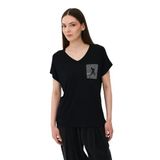 Daido Kadın V Yaka Düşük Kollu Penye T-Shirt 6226 Siyah