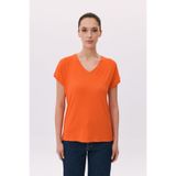 Daido Kadın V Yaka Kısa Kollu Penye T-Shirt 6201 Nar Çiçeği