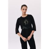 Daido Kadın Yuvarlak Yaka Truvakar Kol Penye T-Shirt 6242 Siyah