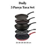 Daily 5 Parça Tava Seti 5 Li Çeyiz Tava Set Wok, Grill, Krep, Burger Pankek, Cingöz Kızartma Tavası