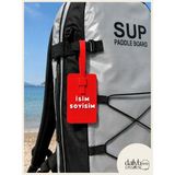 Dailyboo Creates Kişiye Özel Isimlik Bagaj Etiketi-Paddle Board(Sup) Çanta & Valiz Isim Etiketi-Kilitli Sistem Özel Tasarım Bagaj Tag - Kırmızı