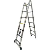 Daimer 2.2+2.2 Metre Çift Taraflı Alüminyum Teleskopik 7+7 (14) Basamaklı Merdiven - Gümüş Gri