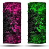 Dair Aksesuar Pembe Yeşil Boya Desenli 2'li Set Boyunluk Bandana Outdoor Balaklava Yüz Maskesi Kafa Bandı