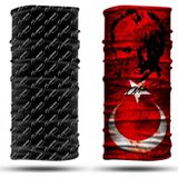 Dair Atatürk Desenli 2'li Set Boyunluk Bandana Outdoor Balaklava Yüz Maskesi Kafa Bandı cok-renkli
