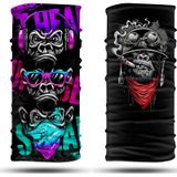 Dair Maymun Desenli 2'li Set Boyunluk Bandana Outdoor Balaklava Yüz Ma cok-renkli