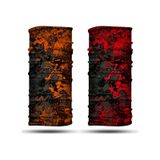 Dair Turuncu Kırmızı Boya Desenli 2'li Set Boyunluk Bandana Outdoor Balaklava Yüz Maskesi Kafa Bandı cok-renkli