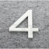 Daire -Duvar - Kapı Numarası 3 mm Lazer Kesim Beyaz Pleksi Kendinden Yapışkanlı Numara - 4 Dört - 1 Adet - 10x6,5