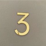Daire Numarası 1 mm Gold Ayna Pleksi Yapışkanlı No -3 Üç - 1 Adet