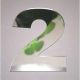 Daire Numarası 1 mm Gümüş Ayna Pleksi Yapışkanlı Ölçü 9x4 cm No- 2 Iki - 1 Adet - 9 x 4 cm