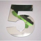 Daire Numarası 1 mm Gümüş Ayna Pleksi Yapışkanlı Ölçü 9x4 cm No- 5 Beş - 1 Adet - 9 x 4 cm - 24x34