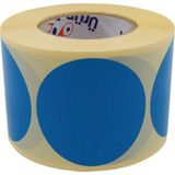 Daire Renk Baskılı Çap Etiketi 50MM x 50MM Ölçülerinde Yuvarlak Çıkartma Sticker 500 Adet Kendinden Yapışkanlı Rulo Etiketi Barkod Yazıcılar ile Uyumlu 40MM Kuka Kağıt Bazlı Etiket (Mavi)