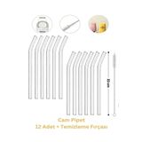 Daisy 12'li Cam Pipet Ve Pipet Temizleme Fırçası Hediye, Kalın Cam Pipet Dayanıklı Pipet