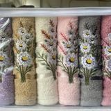 Daisy Flosh Bordürlü Nakışlı 6 lı El Yüz Havlu Takımı