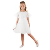 Daisy Girls Simli Tüllü Tütü Kabarık Kız Çocuk Elbise Beyaz 4 Y