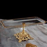 Daisy Glass Elta Collection Metal Ayaklı Dikdörtgen Sunum Tepsisi