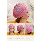 Daisy Hazır Bone, Tesettür Bone, Kaymaz, Esnek, Taş Detaylı, Türban Bone, Günlük, Özel Gün, Kadın - XL - L - Pembe