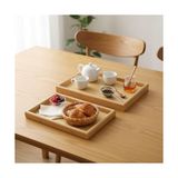 Daisy Home Deconox 2'li Ekonomik Ahşap Bambu Tepsi Seti - Çay Kahve Sunum ve Dekoratif Düzenleyici Tepsi (20X30 cm & 35X25 Cm) - Doğal ve Kahve Renk Seçenekli (Doğal Bambu) - Kestane Akaju - Option-1