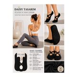 Daisy Pamuk Kadın Pilates ve Yoga Çorabı – Kaymaz Silikon Tabanlı Çapraz Bantlı Esnek Siyah Babet Spor Çorabı