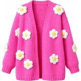 Daisy Papatyalı Hırka , Kazak , Ceket - Pembe
