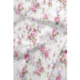 daisy star Beyaz Çiçek Desenli Nevresimlik Poplin Kumaş 240 cm