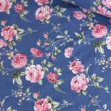 Daisy Star Mavi Pembe Gül Nevresimlik Poplin Kumaş - 1 m