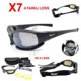 Daisy X7 UV400 Polarize Değişebilir 4 Lensli Motorsiklet Gözlüğü