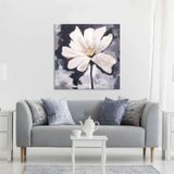 Daisy Yağlı Boya Dokulu Tablo 120X120 Gümüş Çerçeveli
