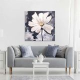 Daisy Yağlı Boya Dokulu Tablo 80X80 Gümüş Çerçeveli