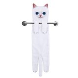 DaisyJoy Kedi Komik Banyo Mutfak El Havlusu - Sevimli Dekoratif Kedi Dekoru Asılı Lif Yüz Havluları Süper Emici Yumuşak - Sevgililer Günü Yeni Eve Taşınma Hediyesi Kedi Severler için (beyaz Kedi)