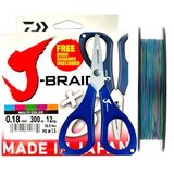 Daiwa J-Braid PE 8X İp Misina 0.18mm 12kg 300mt Multicolor (Makas Hediyeli)