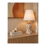 daiza home Abajur Aydınlatma Seramik Şah Küp Kapaklı Kahverengi Marble Beyaz Şapka GÜMÜŞ
