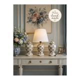 daiza home Dekoratif Hand Made El İşi Salon Seti Sultan Küp Abajur Şah Damalı Gri Gold