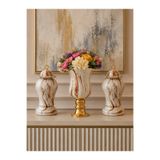 daiza home Salon Aksesuarı Dekoratif Obje Kaideli Şah Küp Ayaklı Çan Kahverengi Marble Gold