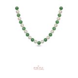 DAKANA JEWELLERY Sertifikalı 6 mm Aventurin ve İnci Gümüş Erkek Doğal Taş İnci Kolye