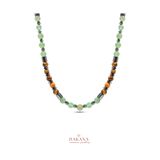 DAKANA JEWELLERY Sertifikalı 6 mm Kaplan Gözü ve Aventurin Mix Hematit Erkek Doğal Taş Kolye