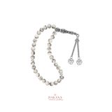 DAKANA JEWELLERY Sertifikalı 8 mm Havlit Taşı Lotus Çiçeği Çelik Püskül Doğal Taş Tesbih