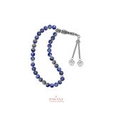 DAKANA JEWELLERY Sertifikalı 8 mm Lapis Lazuli Lotus Çiçeği Çelik Püskül Doğal Taş Tesbih