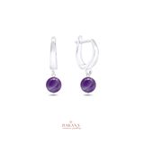 DAKANA JEWELLERY Sertifikalı Ametist Taşı 8 mm Gümüş Doğal Taş Küpe