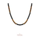 DAKANA JEWELLERY Sertifikalı Kaplan Gözü Hematit Lav Taşı 6 mm Erkek Doğal Taş Kolye