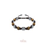 DAKANA JEWELLERY Sertifikalı Kaplan Gözü ve Hematit Taşı 8 mm Erkek Makrome Doğal Taş Bileklik